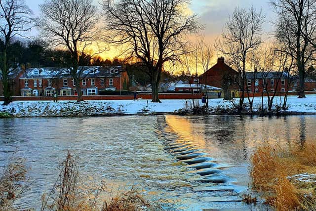 Derek Taylor's Sunset at Morpeth Stepping Stones, runner-up in the CPRE's View from the Doorstep photographic competition.