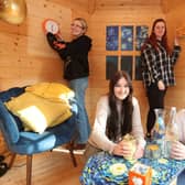 Cramlington students (from left) Olivia Polwarth, Courtney Mason, Gracie Mair and Millie Wilkinson in their summerhouse.
