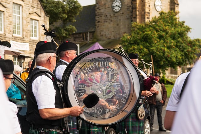 Rothbury Pipe Band played in the village centre while the nice weather lasted.