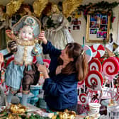 Mandy Bryson and Clare Elliott create their festive display. Pictures: North News