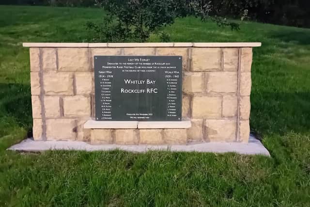 Whitley Bay Rockcliff RFC's new war memorial. (Photo by Steve Brooks)