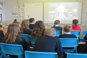 Lord Touhig spoke to pupils at Seaton Sluice Middle School via video link. (Photo by Seaton Valley Federation)