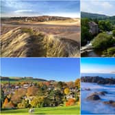 The UK's top trending destinations for cosy autumn travel. Clockwise, from top left, Alnmouth, Llangollen, Bamburgh and Bakewell.