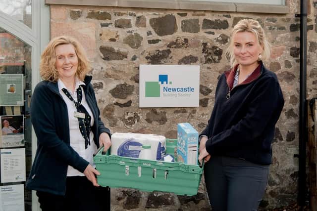 Siobhan Younger, manager at Newcastle Building Society’s Wooler branch, with Gemma Douglas of the Glendale Gateway Trust.