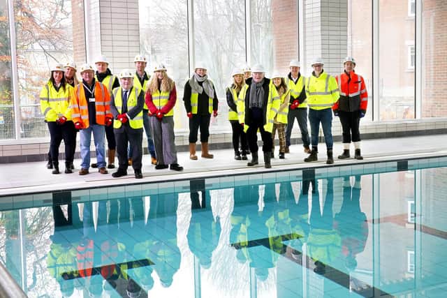 Members of Morpeth Forum, along with representatives from Northumberland County Council, Active Northumberland and Advance Northumberland, look around the new centre. Picture by Helen Smith Photography.