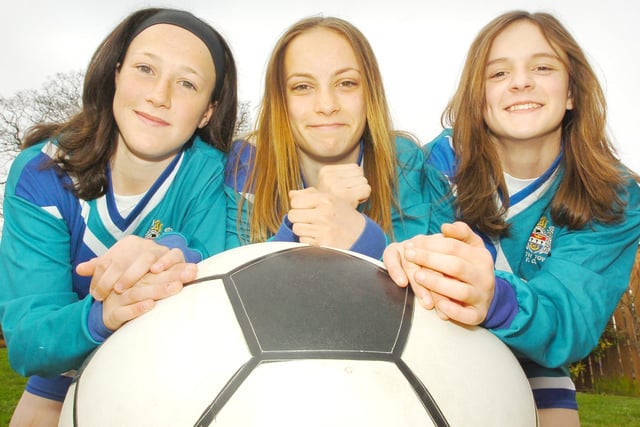 Alnwick footballers Lucy Bronze, Lucy Staniforth and Chloe Tomlinson in 2006.