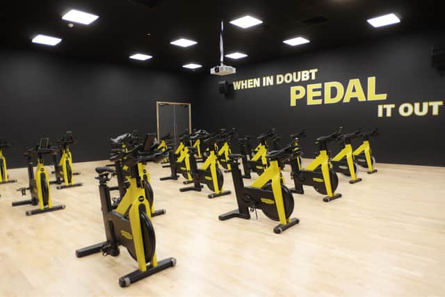 One of the fitness studios will be used as a dedicated spinning studio with Technogym bikes.