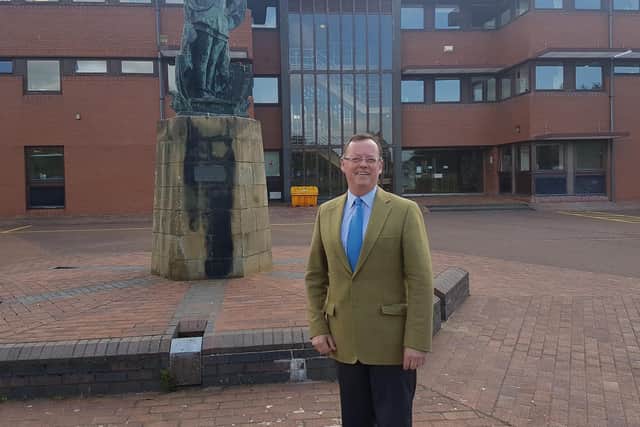 Coun Peter Jackson, leader of Northumberland County Council, outside County Hall in Morpeth.