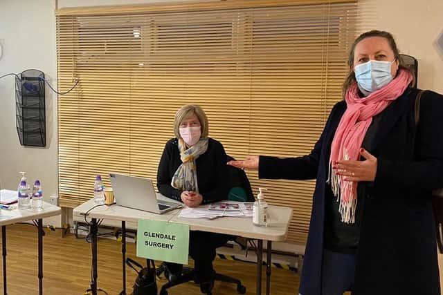 Berwick MP Anne-Marie Trevelyan at the Well Close vaccine hub.