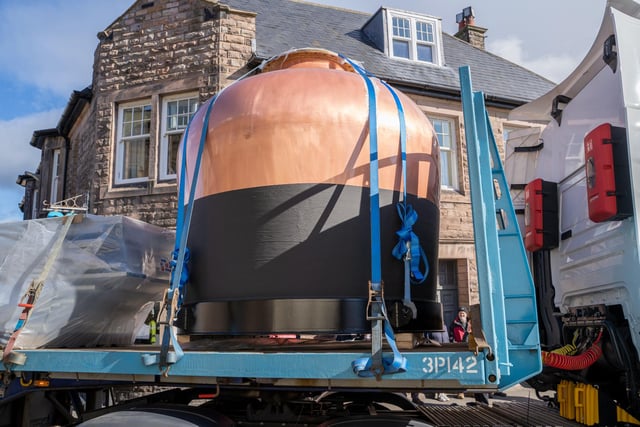 The giant copper whisky stills weigh three tonnes.