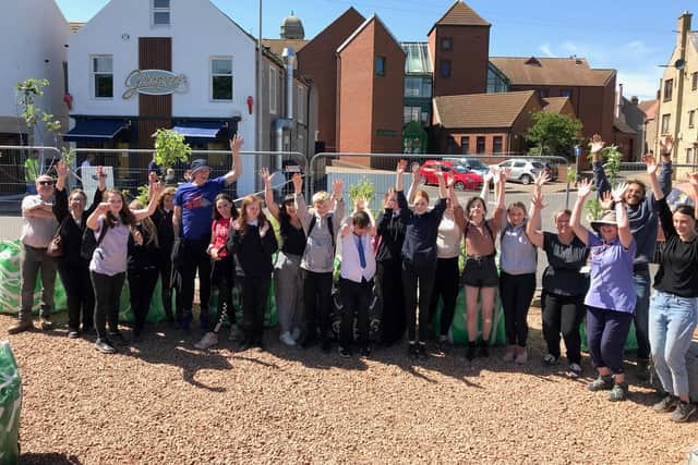 Eyemouth High School pupils who worked on the sea garden.