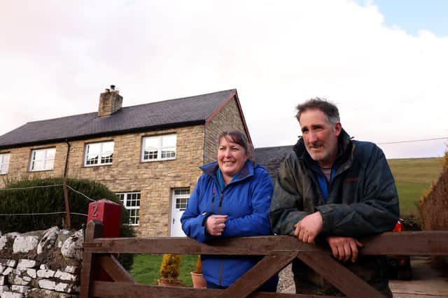 Shepherd Daniel Wood and his wife Samantha who live off-grid from mains gas, electricity and water.
