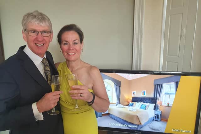 Jeff and Jill Sutheran of St Cuthbert's House, North Sunderland, celebrate success at the North East Tourism Awards.