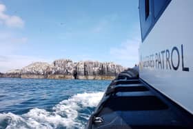 NIFCA patrol vessel St Aidan at the Farne Islands.