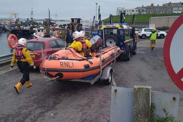 Seahouses inshore lifeboat getting ready to launch. Picture: Seahouses RNLI