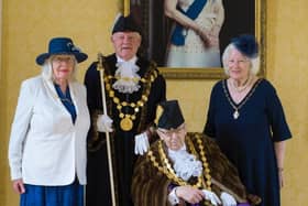 From left, Susan Hughes, Sheriff’s Lady, Canon Alan Hughes, Sheriff of Berwick, Coun Alan Bowlas, Mayor of Berwick, Mayoress Jo Bowlas. Picture courtesy of Foldyard Photography.