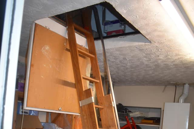 The first floor of the takeaway which had three bedrooms and a ladder going to into the loft space.