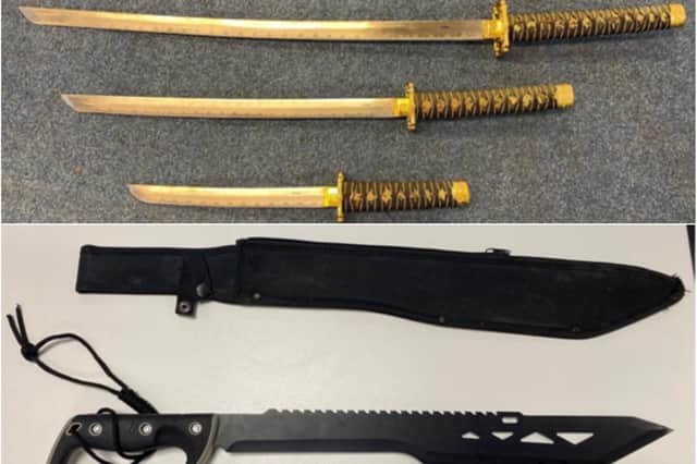 Some of the weapons handed in to Northumbria Police.