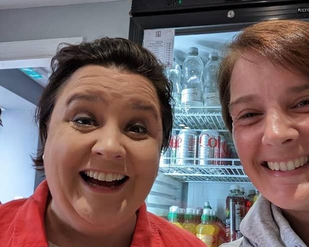 Susan Calman with Bex Murray at 1st Class Food on Holy Island.