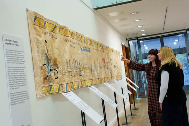 The Greggs ‘Ta Pastry’ - an 8 metre-long embroidered artwork celebrating the heritage of the Greggs Sausage Roll - at the Great North Museum: Hancock. Picture: Ben Queenborough/PinPep