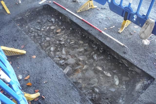 The Roman road remains discovered by Northumbrian Water at Settlingstones. Picture: Archaeological Research Services Ltd.