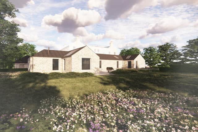GI depiction of one of the outbuildings, the Office, after conversion. Image: Elliott Architects