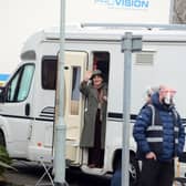 Brenda Blethyn on the Vera filming set at Ocean Road Community Association waving at fans