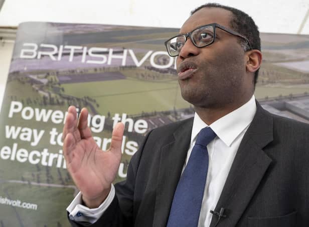 Business Secretary Kwasi Kwarteng at the Britishvolt site in January, when the government funding was originally announced.