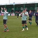 Spartans players acknowledge the crowd after their victory against Hereford saw them remain in the National League North for another season. Picture: Bill Broadley