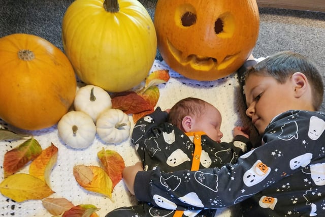 Picture submitted by Jade Peters - four-week-old's first Halloween.