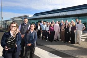 Newcastle Airport staff with the Airport of the Year award.