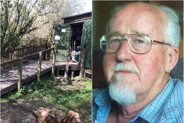 Completed ramp at Holywell Pond (left) and Dr John (Jim) Parrack. Pictures courtesy of Chloe Cook and Dorothy Croydon.