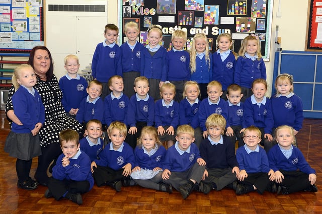 New deputy headteacher Louise Lightley with the reception clas at the Links First School in Amble.