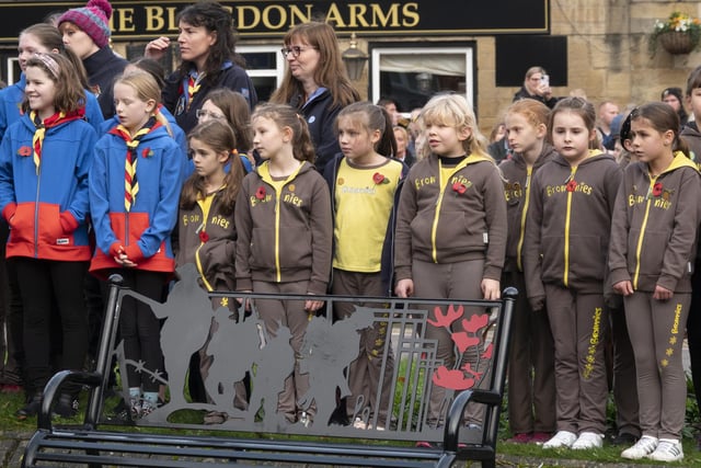 Brownies and Guides at the Remembrance service.