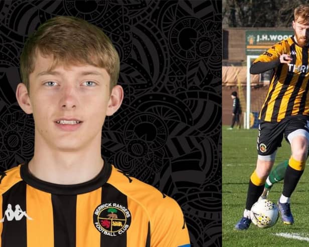 Ciaran Heaps, who has signed a contract extension with Berwick Rangers, and Lewis Baker, who scored both goals in a 2-1 away win over Dalbeattie on Saturday.