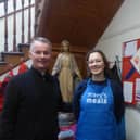 James Bruce presented a Mary’s Meals apron to the Canmore Chaplaincy for University Catholics at St Andrews.