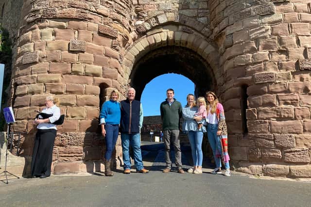 Members of the Armstrong family at Bamburgh Castle.