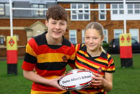 L-R - Orin and Eve Swatton are rugby-ready at Dame Allan's Schools