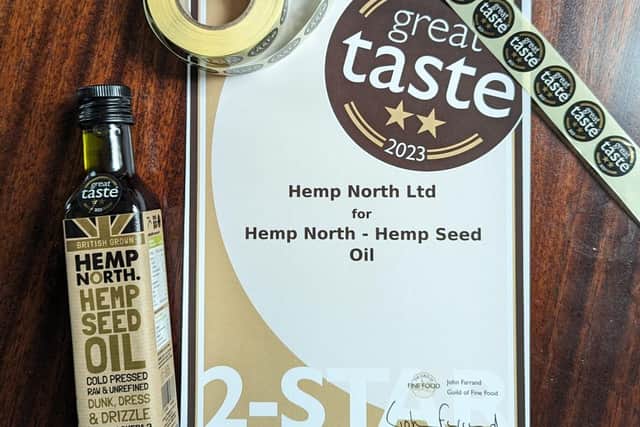 A 2 star award for cold-pressed hemp seed oil.