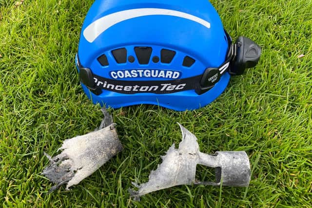 The remains of the flare following the operation pictured by Howick Coastguard Rescue Team.