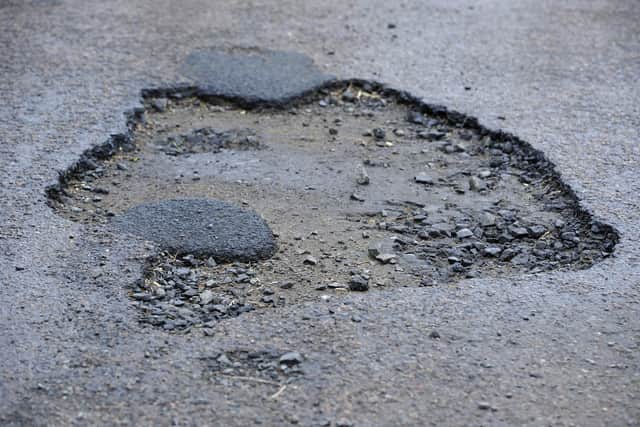 A pothole at Bolton, near Alnwick.