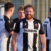 Jake Lowes is all smiles in Alnwick Town's win against Cramlington Town in the George Dobbins League Cup. Picture: Michael Cook