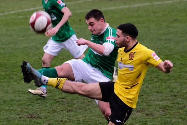 A battling Ashington side had to settle for a draw away at Belper Town. Picture: Tim Harrison