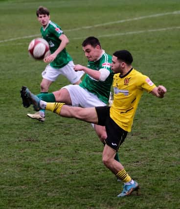 A battling Ashington side had to settle for a draw away at Belper Town. Picture: Tim Harrison