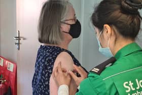 June Knowles, from Amble, having her flu jab.
