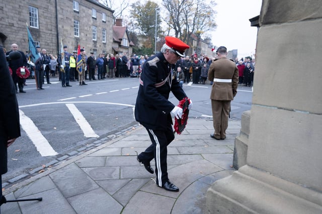 The High Sheriff of Northumberland, James Royds, lays a wreath.
