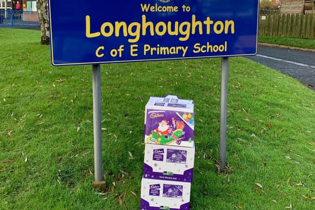 Selection boxes for pupils at Longhoughton C of E Primary School.