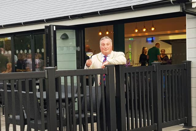 Coun David Bawn outside The Pavilion at its grand opening event in 2021.