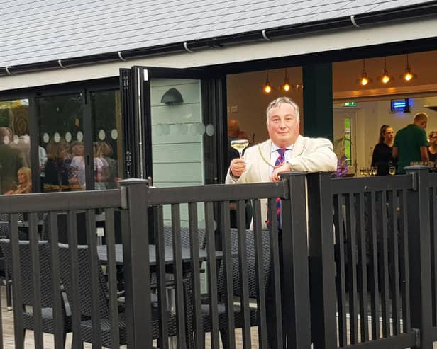 Coun David Bawn outside The Pavilion at its grand opening event in 2021.