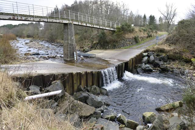 Haugh Head ford and fish pass on Wooler Water.